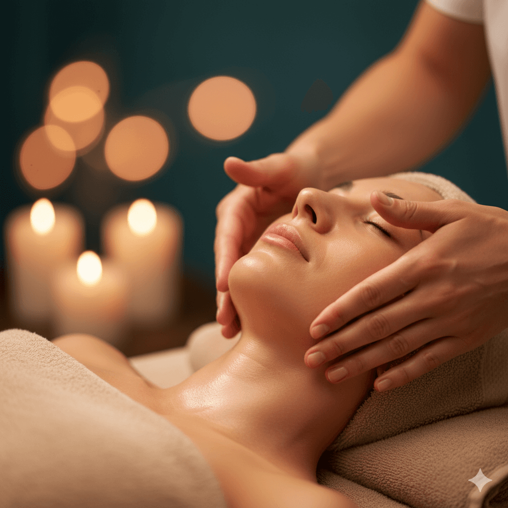 Guest enjoying a bespoke facial massage treatment