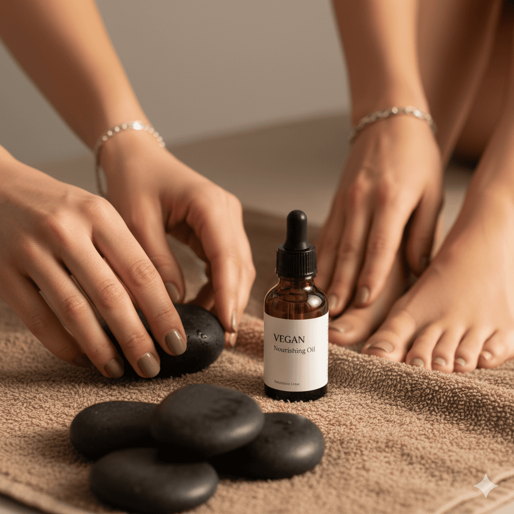 Mindful hand and feet massage ritual for mothers and daughters